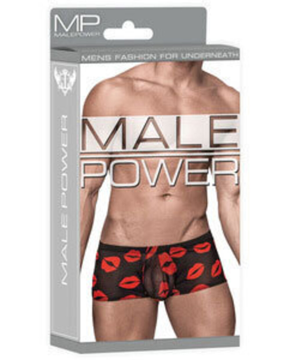 Small Black Male Power Sheer Lips Kiss Me Mini Short